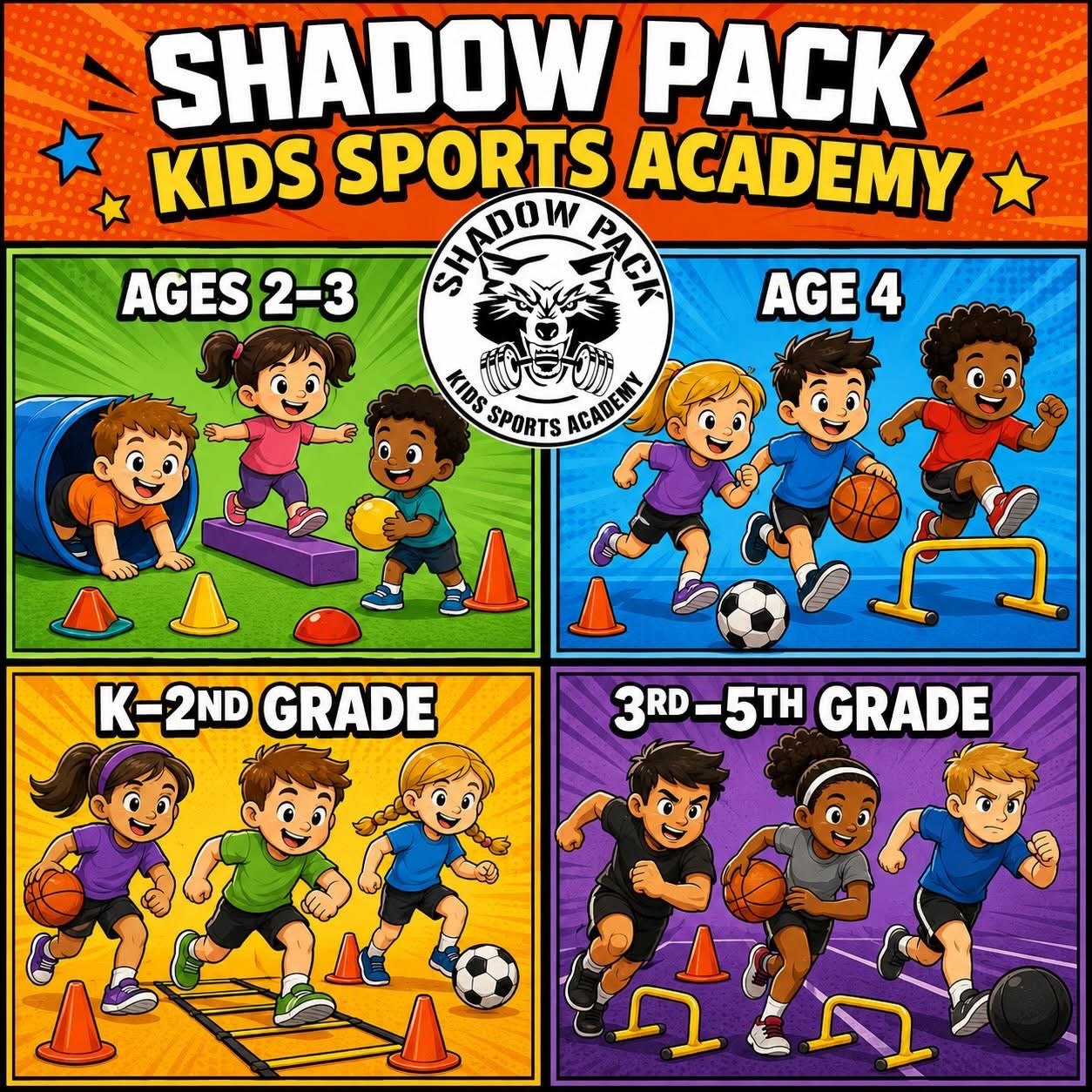 Shadow Pack Kids Sports Academy flyer